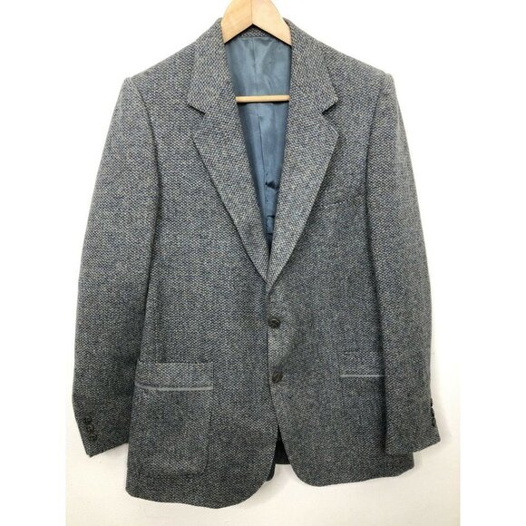 Haymarket Shetland Tip Top British Wool Men's 38 Blazer Tweed Blue Gray - Picture 1 of 7
